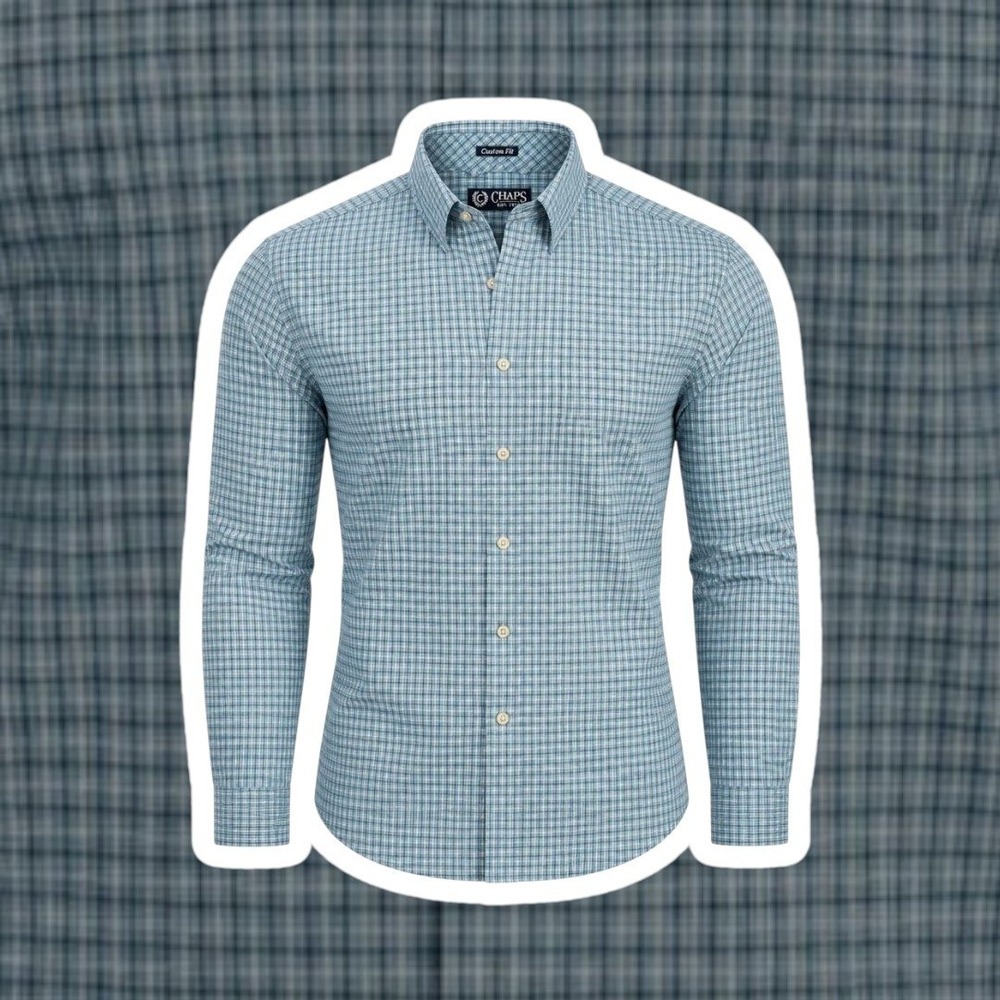 Chaps Shirt Mens 2XL Blue Plaid Long Sleeve Button Down Custom Fit Woven Casual